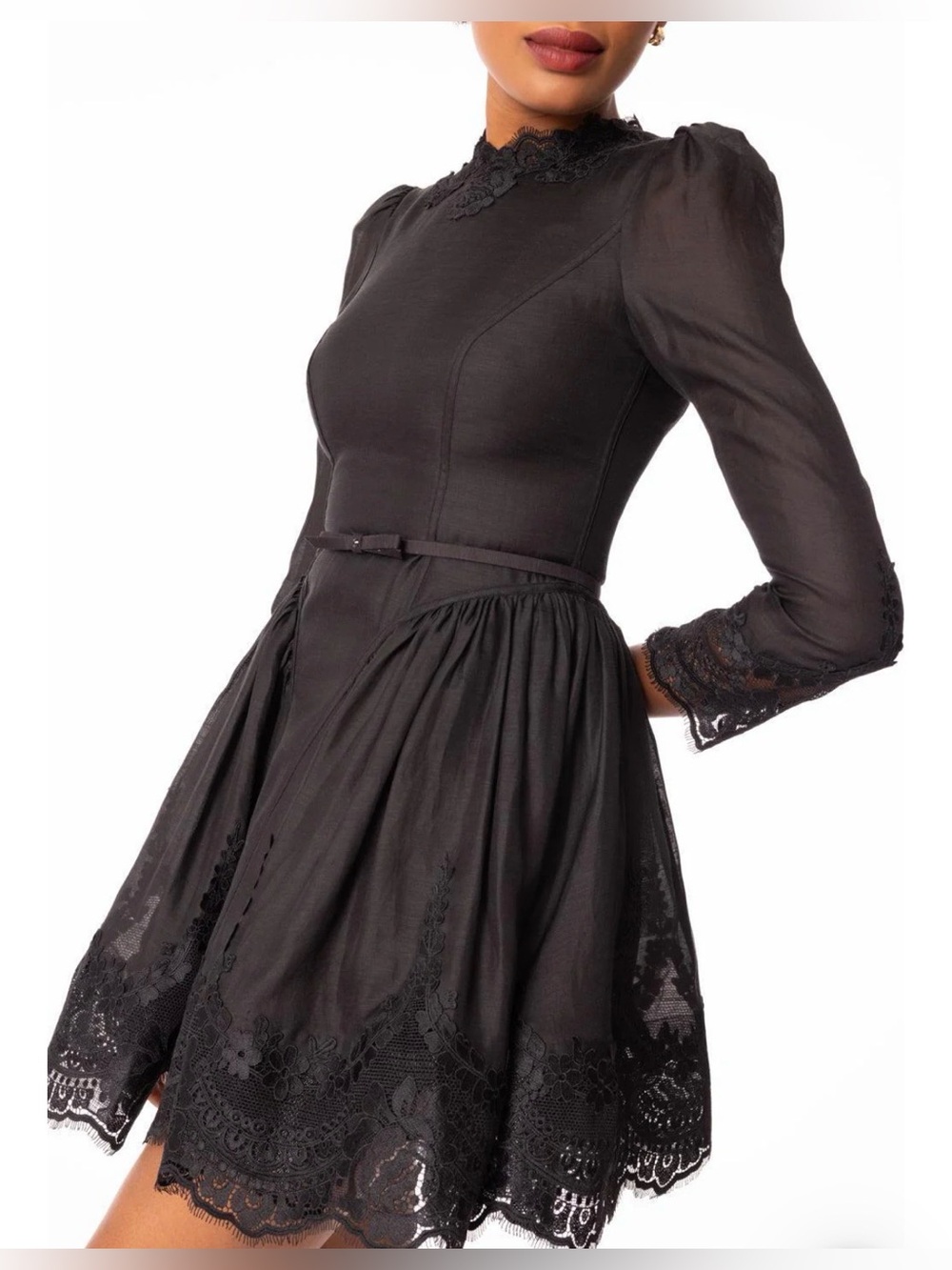 Zimmerman HYPNOTIC LACE TRIM MINI DRESS NWT $1750 0P